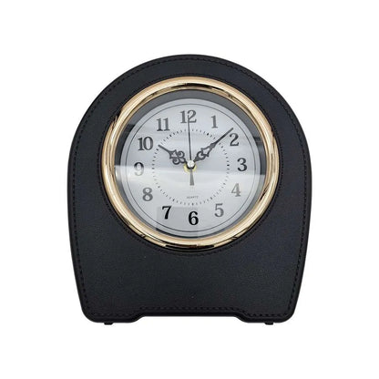 Leather-Effect Mantel Clock – Silent, 28 x 25 cm, Black, Brown or White - Black, Single