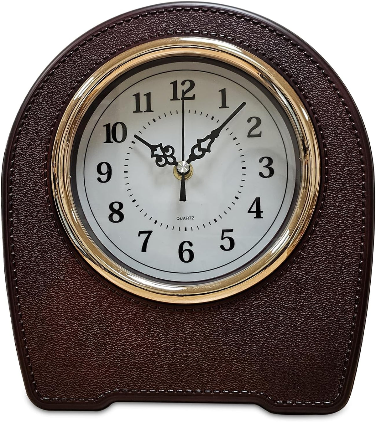 Leather-Effect Mantel Clock – Silent, 28 x 25 cm, Black, Brown or White - photo 17
