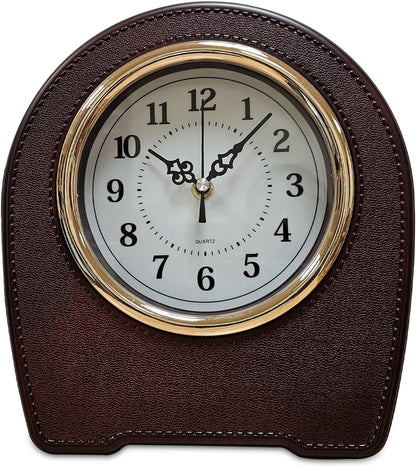 Leather-Effect Mantel Clock – Silent, 28 x 25 cm, Black, Brown or White - photo 17