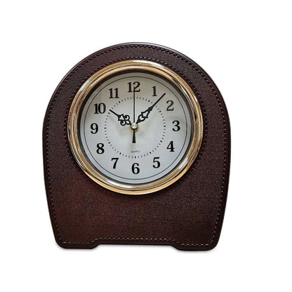 Leather-Effect Mantel Clock – Silent, 28 x 25 cm, Black, Brown or White - Brown, Single