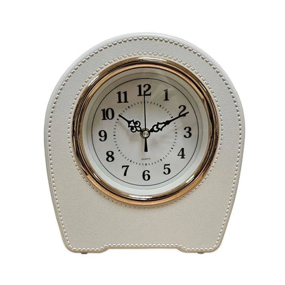 Leather-Effect Mantel Clock – Silent, 28 x 25 cm, Black, Brown or White - White, Single
