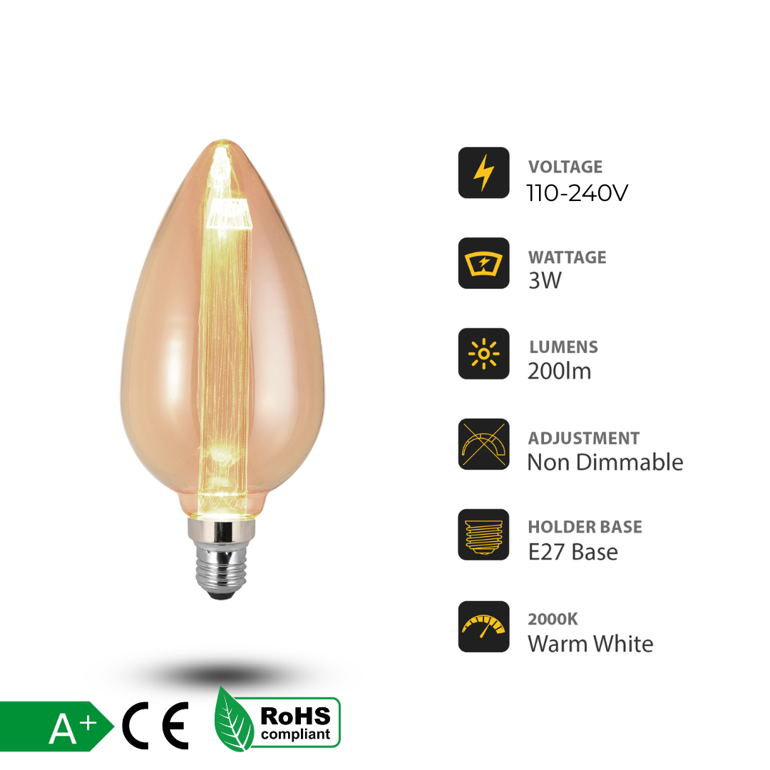 Vintage 3W Amber LED Filament Bulbs E27 - photo 4