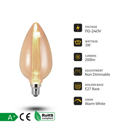 Vintage 3W Amber LED Filament Bulbs E27 - photo 4