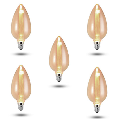 Vintage 3W Amber LED Filament Bulbs E27 - D105, Pack of 5