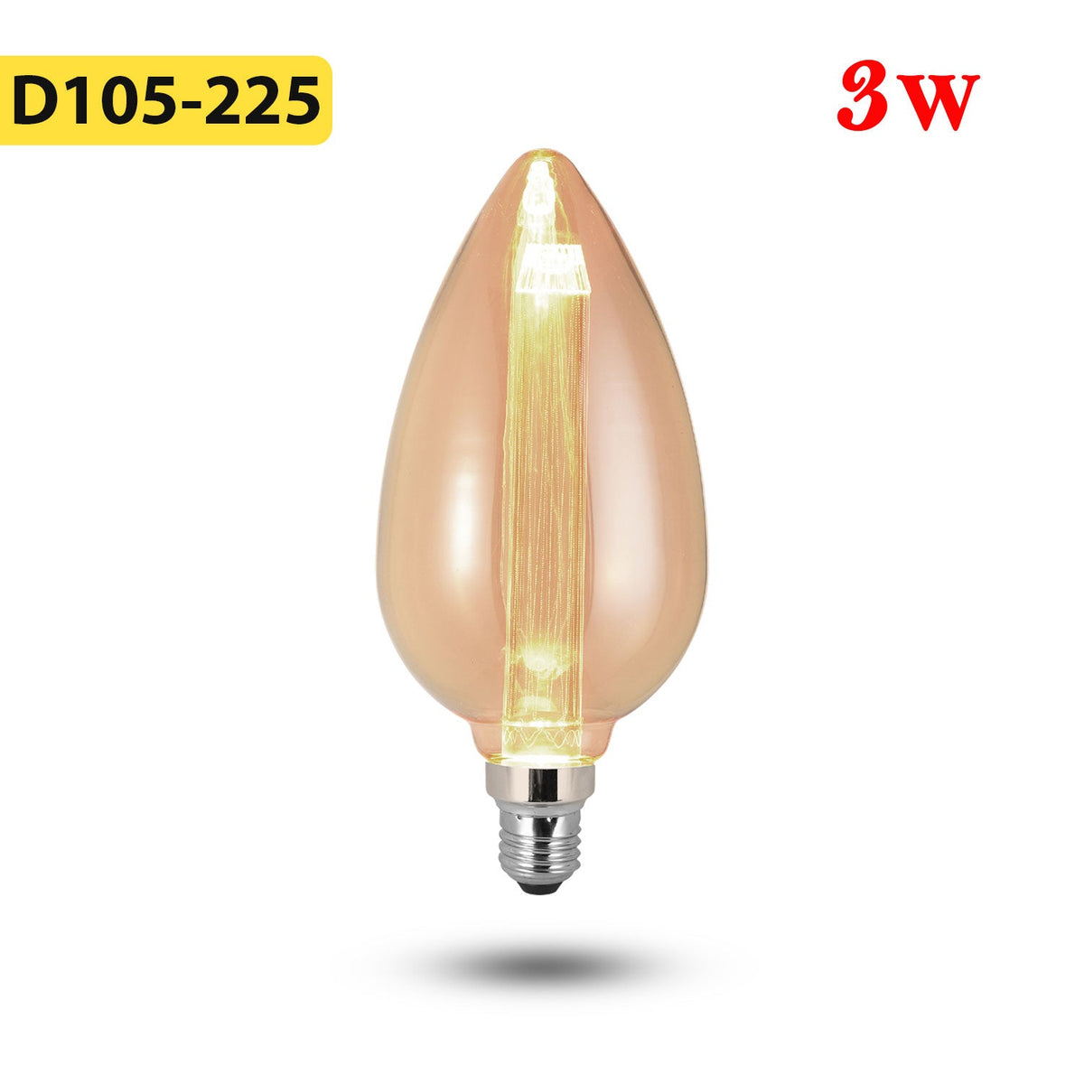 Vintage 3W Amber LED Filament Bulbs E27 - D105, Single