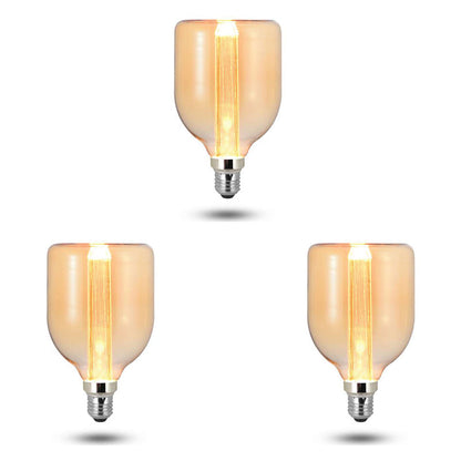 Vintage 3W Amber LED Filament Bulbs E27 - D110, Pack of 3