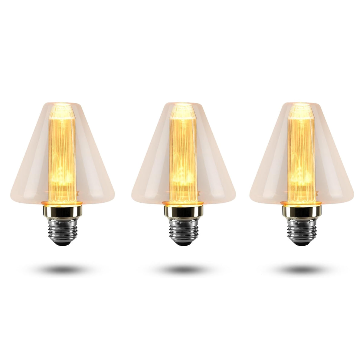 Vintage 3W Amber LED Filament Bulbs E27 - D95, Pack of 3