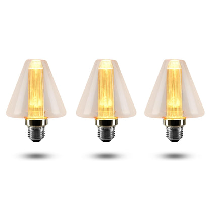 Vintage 3W Amber LED Filament Bulbs E27 - D95, Pack of 3