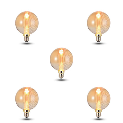Vintage 3W Amber LED Filament Bulbs E27 - G125 Globe, Pack of 5