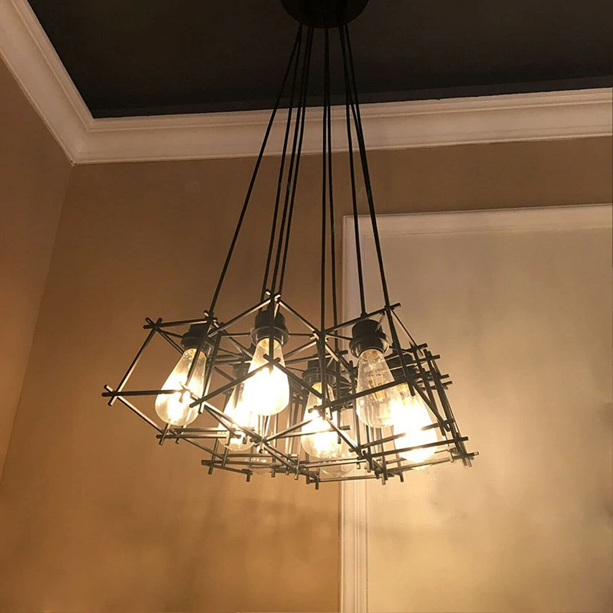 9 Light Box Cage Cluster Pendant – Black, E27 - photo 3