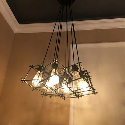 9 Light Box Cage Cluster Pendant – Black, E27 - photo 3