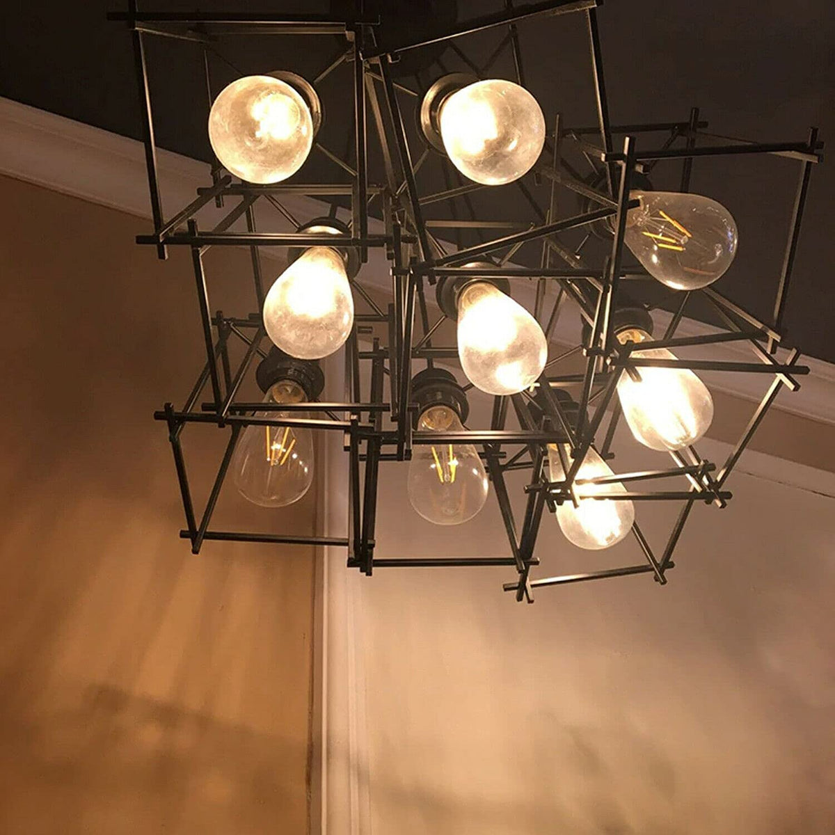 9 Light Box Cage Cluster Pendant – Black, E27 - photo 4