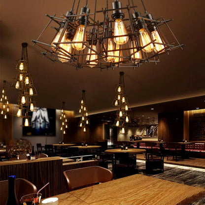 9 Light Box Cage Cluster Pendant – Black, E27 - photo 5