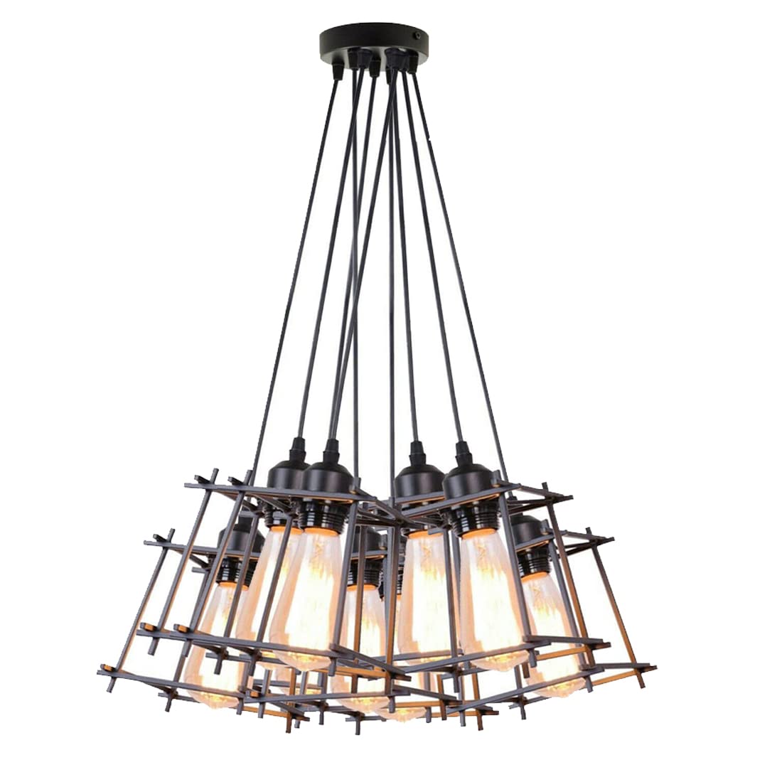 9 Light Box Cage Cluster Pendant – Black, E27 - photo 6