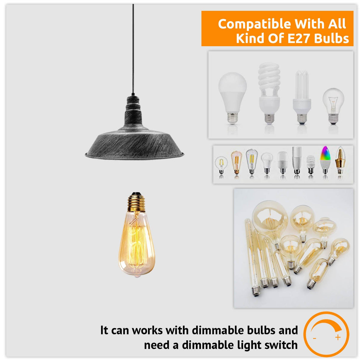 Barn Pendant Light – 36 cm Big Top Shade, E27, 6 Finishes - photo 5