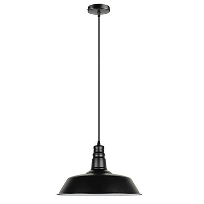 Barn Pendant Light – 36 cm Big Top Shade, E27, 6 Finishes - Black, Big Top 36 cm Black & White Inner, Without Bulb