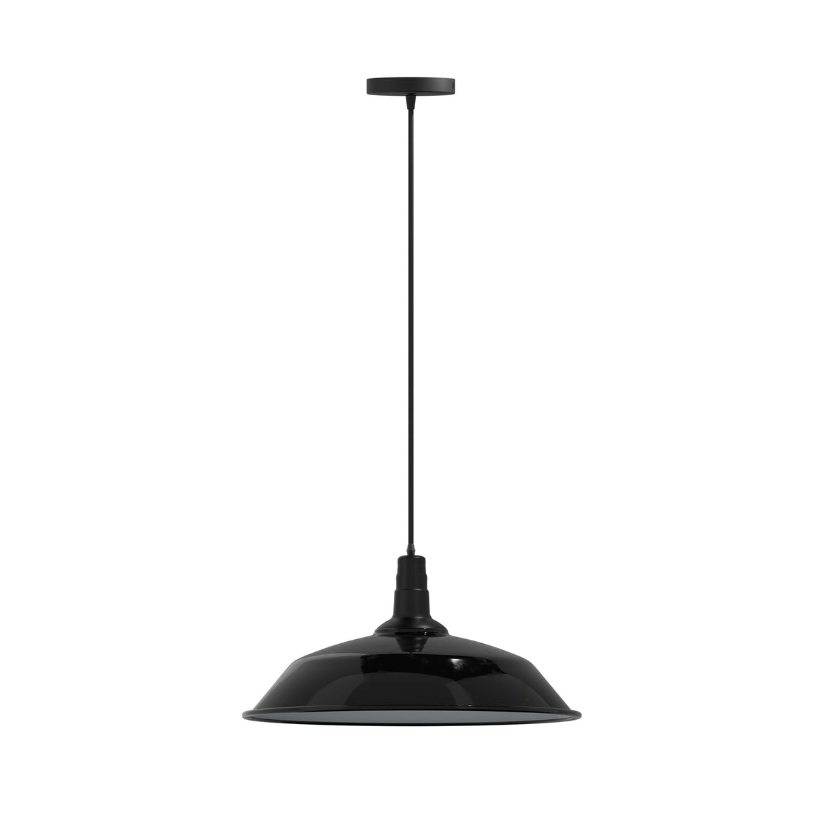 Barn Pendant Light – 36 cm Big Top Shade, E27, 6 Finishes - Black, Big Top 36 cm Shiny Black, Without Bulb