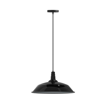 Barn Pendant Light – 36 cm Big Top Shade, E27, 6 Finishes - Black, Big Top 36 cm Shiny Black, Without Bulb