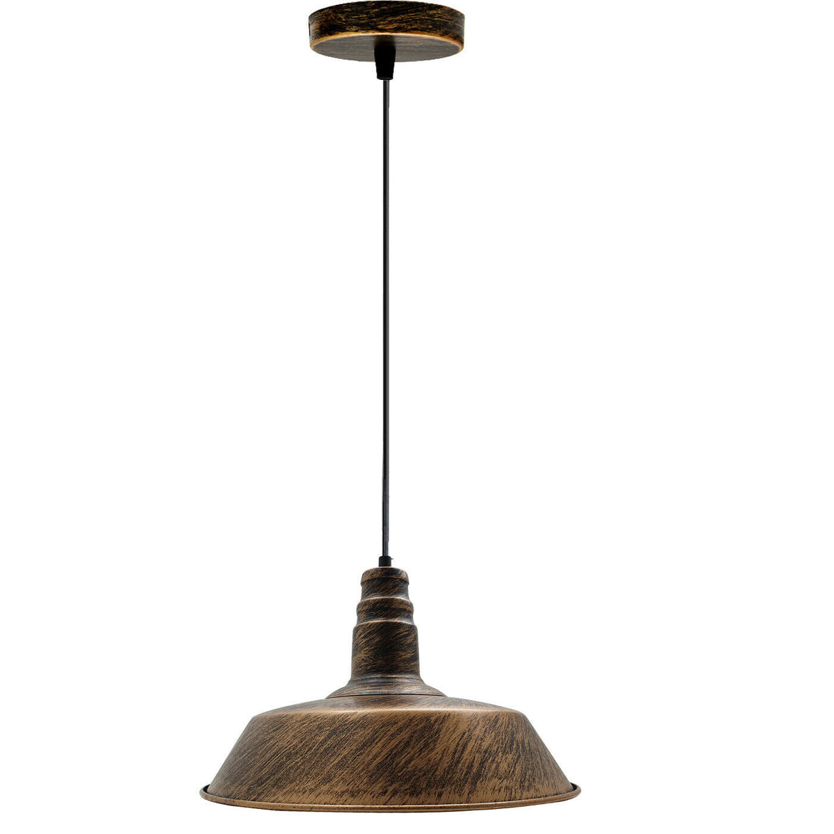 Barn Pendant Light – 36 cm Big Top Shade, E27, 6 Finishes - Brushed Copper, Big Top 36 cm Brushed Copper, Without Bulb