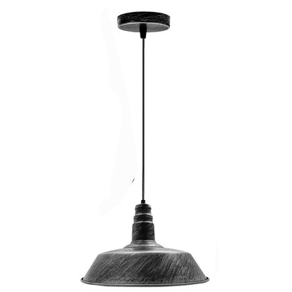 Barn Pendant Light – 36 cm Big Top Shade, E27, 6 Finishes - Brushed Silver, Big Top 36 cm Brushed Silver, Without Bulb
