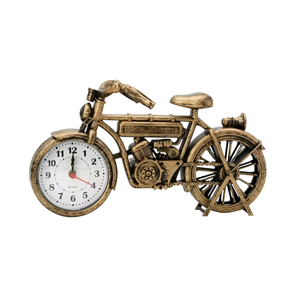 Vintage Motorbike Alarm Clock – 23 cm, Yellow Brass or Brushed Brass - Brushed Brass