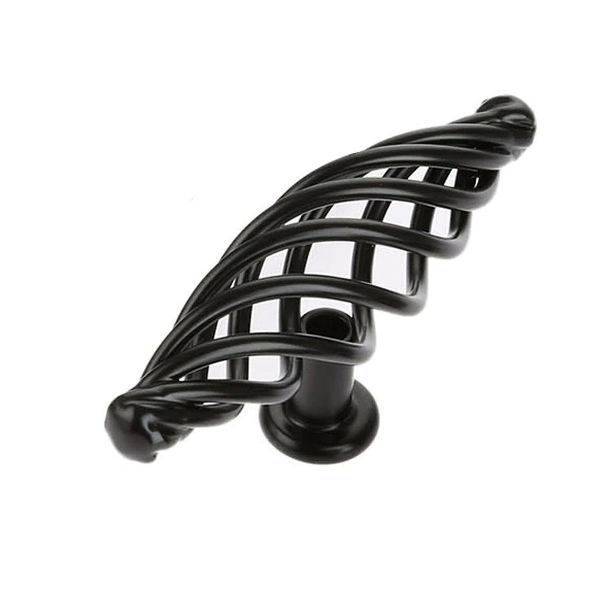 Black Birdcage Cabinet Knobs – 100 mm Oval Twisted Iron, Packs of 2 or 3