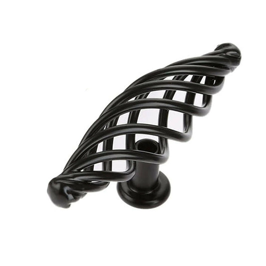 Black Birdcage Cabinet Knobs – 100 mm Oval Twisted Iron, Packs of 2 or 3