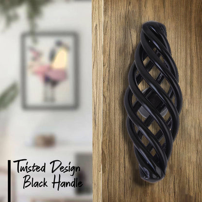 Black Birdcage Cabinet Knobs – 100 mm Oval Twisted Iron, Packs of 2 or 3 - photo 3