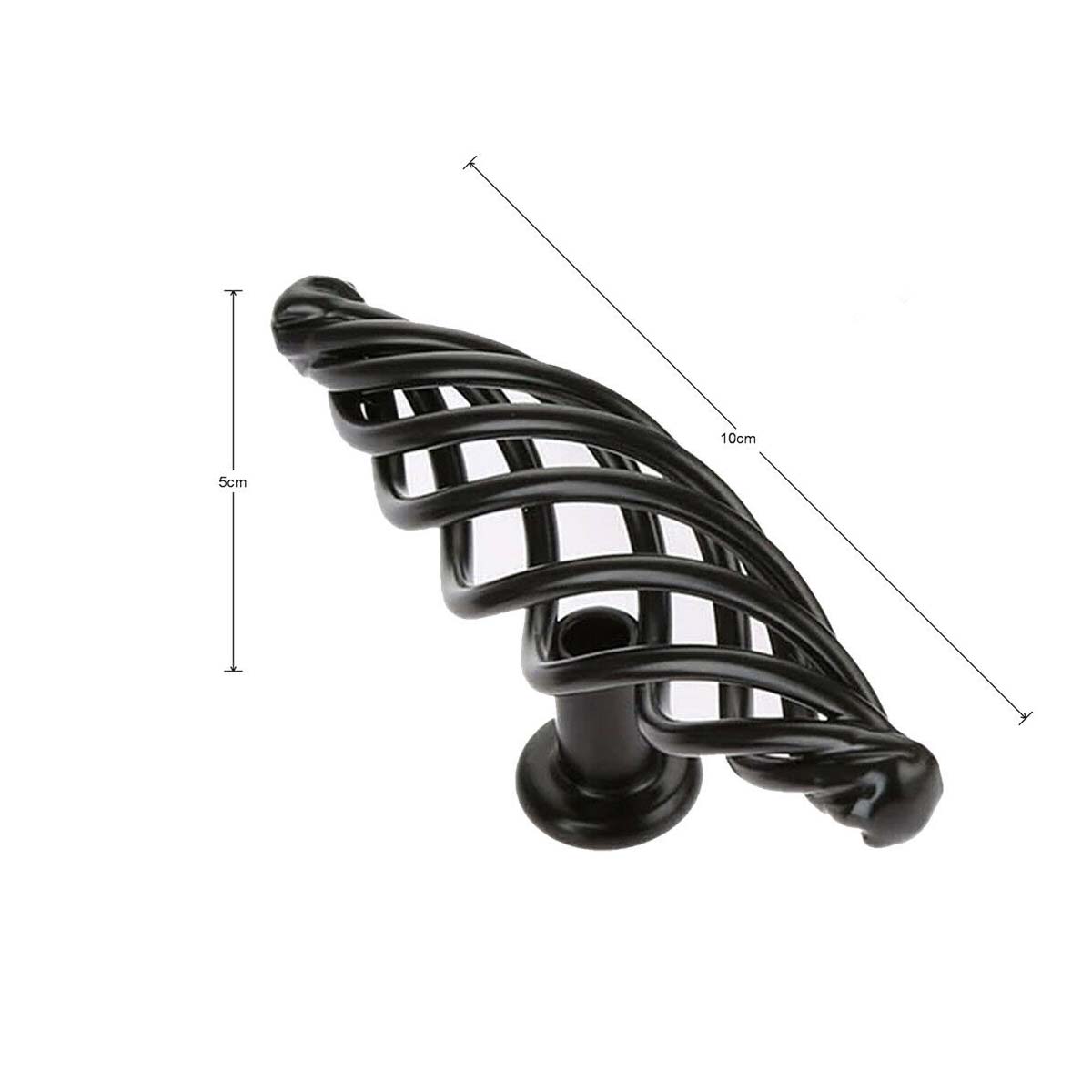 Black Birdcage Cabinet Knobs – 100 mm Oval Twisted Iron, Packs of 2 or 3 - photo 4