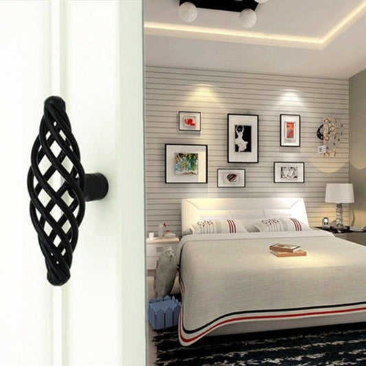 Black Birdcage Cabinet Knobs – 100 mm Oval Twisted Iron, Packs of 2 or 3 - photo 2