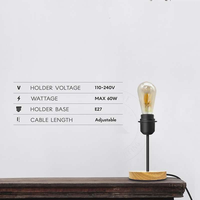 Vintage Black Table Lamp with On/Off Switch E27 - photo 7