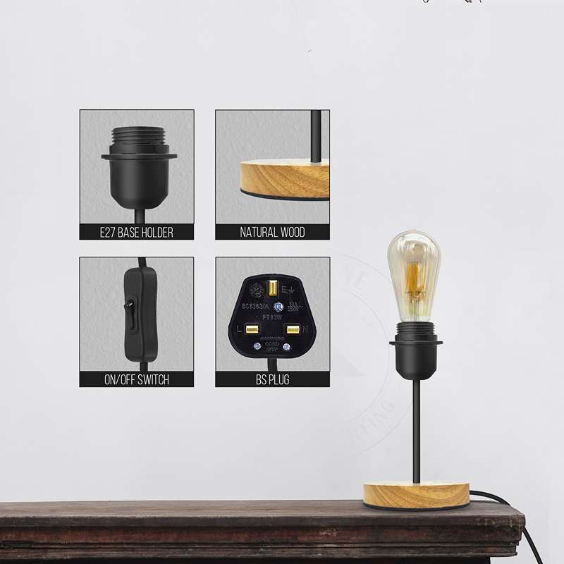 Vintage Black Table Lamp with On/Off Switch E27 - photo 8