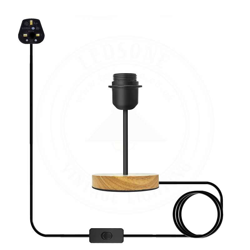 Vintage Black Table Lamp with On/Off Switch E27 - Without Bulb, Single