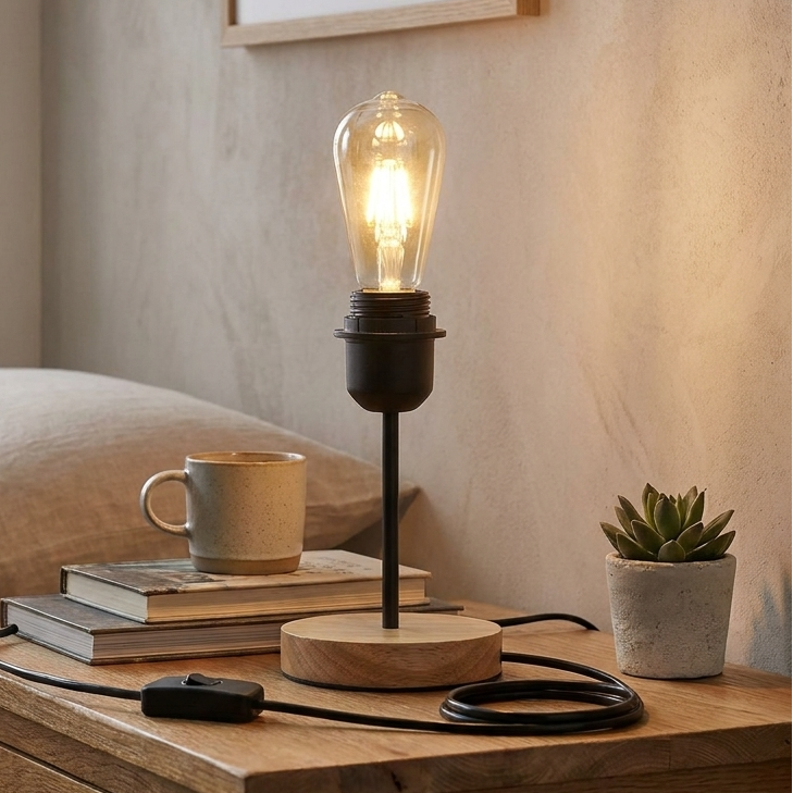 Vintage Black Table Lamp with On/Off Switch E27