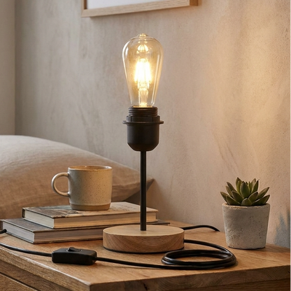 Vintage Black Table Lamp with On/Off Switch E27