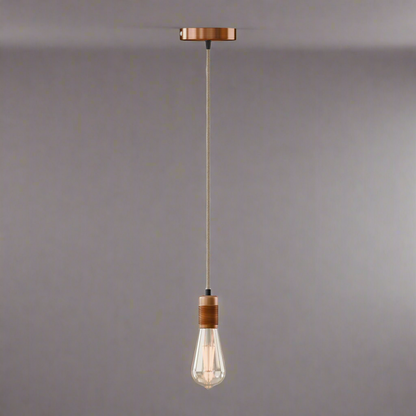 Vintage Pendant Light Fitting – Copper or Brass, Braided Cable, E27 - photo 10