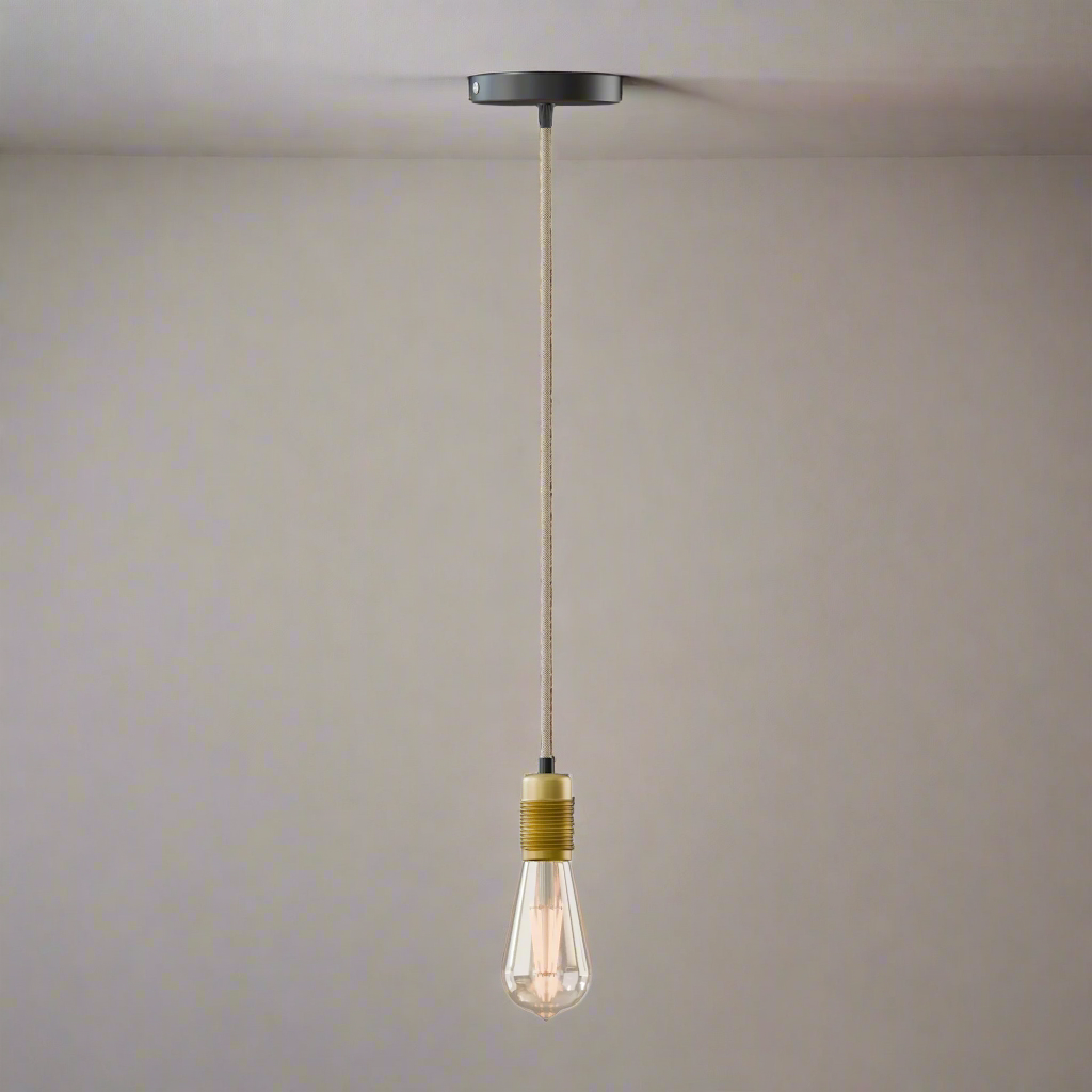 Vintage Pendant Light Fitting – Copper or Brass, Braided Cable, E27 - photo 4