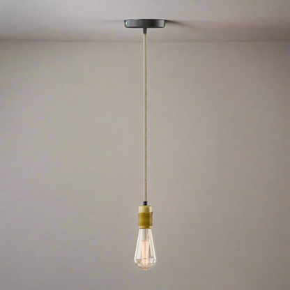 Vintage Pendant Light Fitting – Copper or Brass, Braided Cable, E27 - photo 4