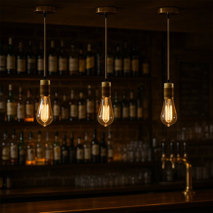 Vintage Pendant Light Fitting – Copper or Brass, Braided Cable, E27 - photo 7