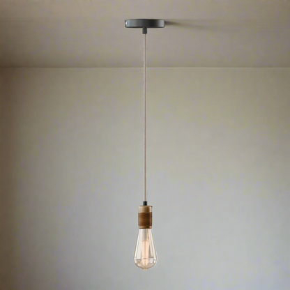 Vintage Pendant Light Fitting – Copper or Brass, Braided Cable, E27 - photo 9