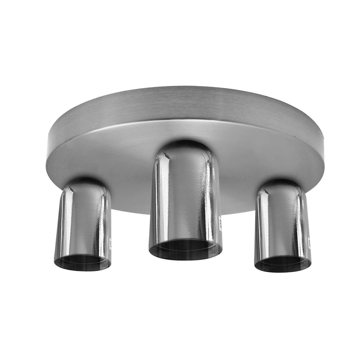 3-Light Semi-Flush Ceiling Light – E27 Holders, 9 Finishes - Chrome, No Shade, Without Bulb