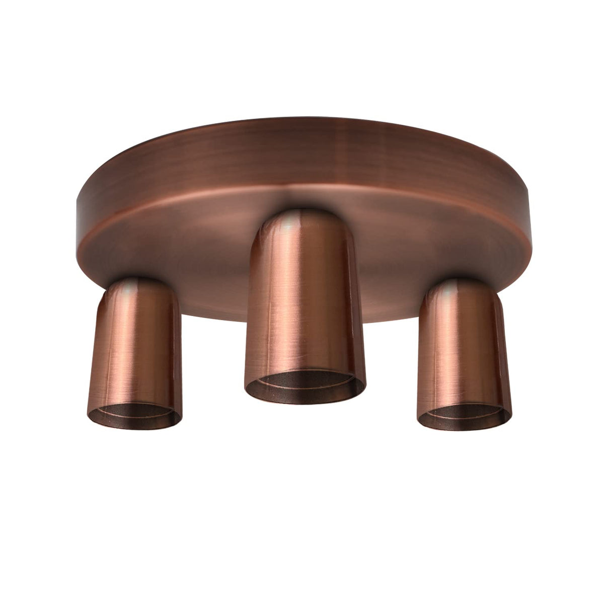3-Light Semi-Flush Ceiling Light – E27 Holders, 9 Finishes - Copper, No Shade, Without Bulb
