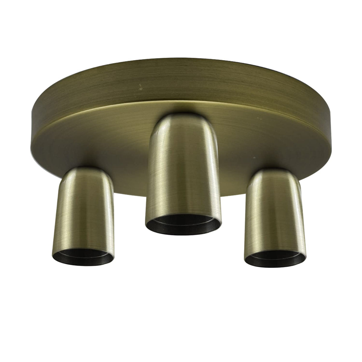 3-Light Semi-Flush Ceiling Light – E27 Holders, 9 Finishes - Green Brass, No Shade, Without Bulb