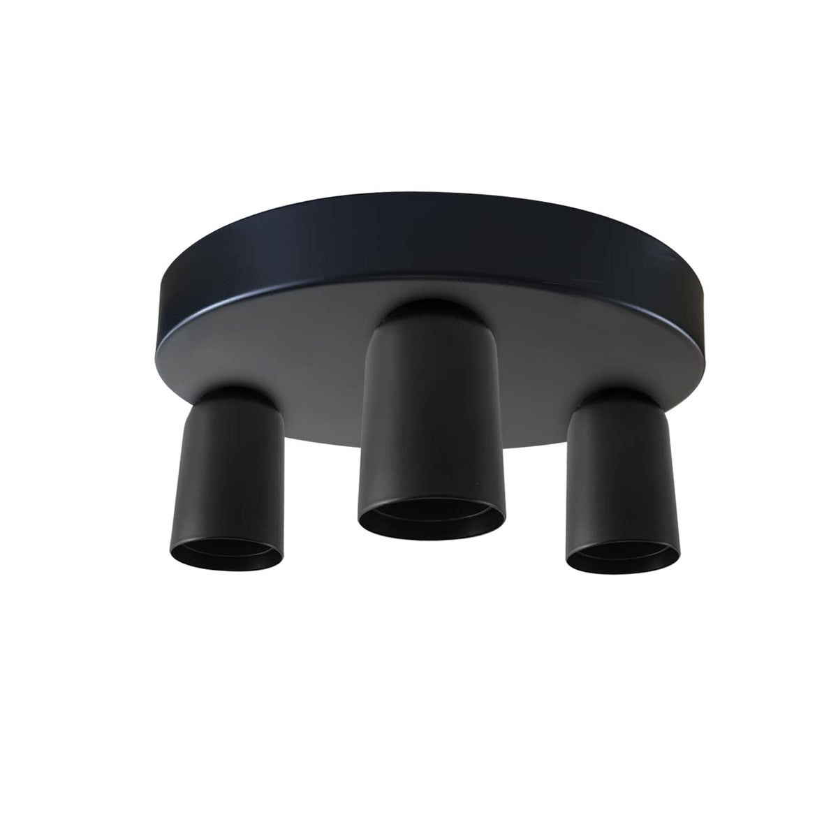 3-Light Semi-Flush Ceiling Light – E27 Holders, 9 Finishes - Matt Black, No Shade, Without Bulb