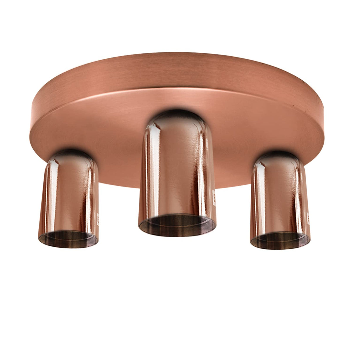 3-Light Semi-Flush Ceiling Light – E27 Holders, 9 Finishes - Rose Gold, No Shade, Without Bulb