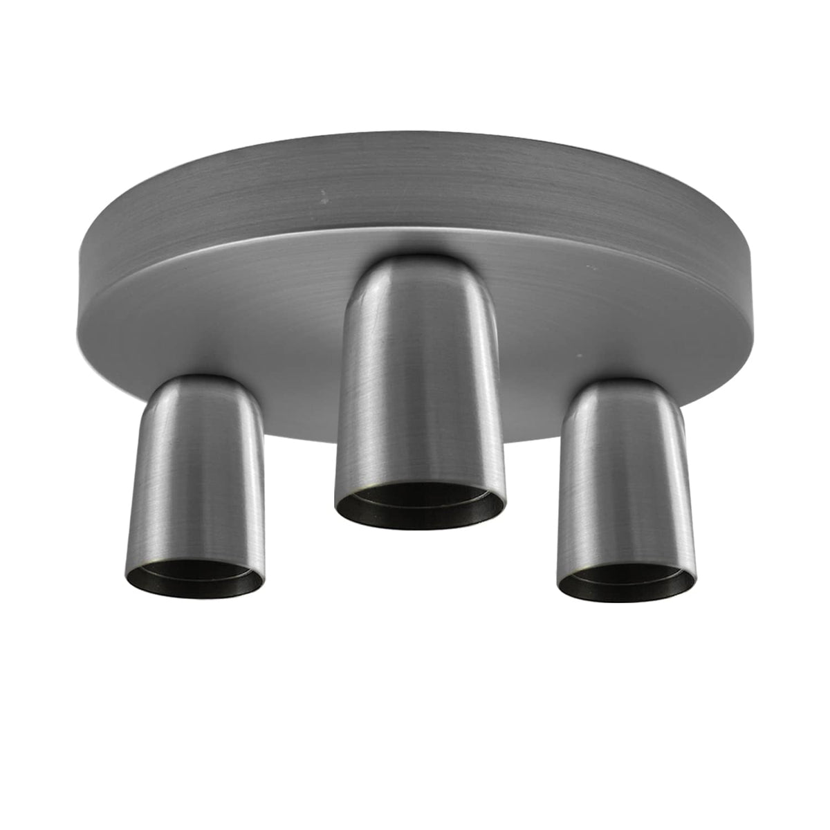 3-Light Semi-Flush Ceiling Light – E27 Holders, 9 Finishes - Satin Nickel, No Shade, Without Bulb