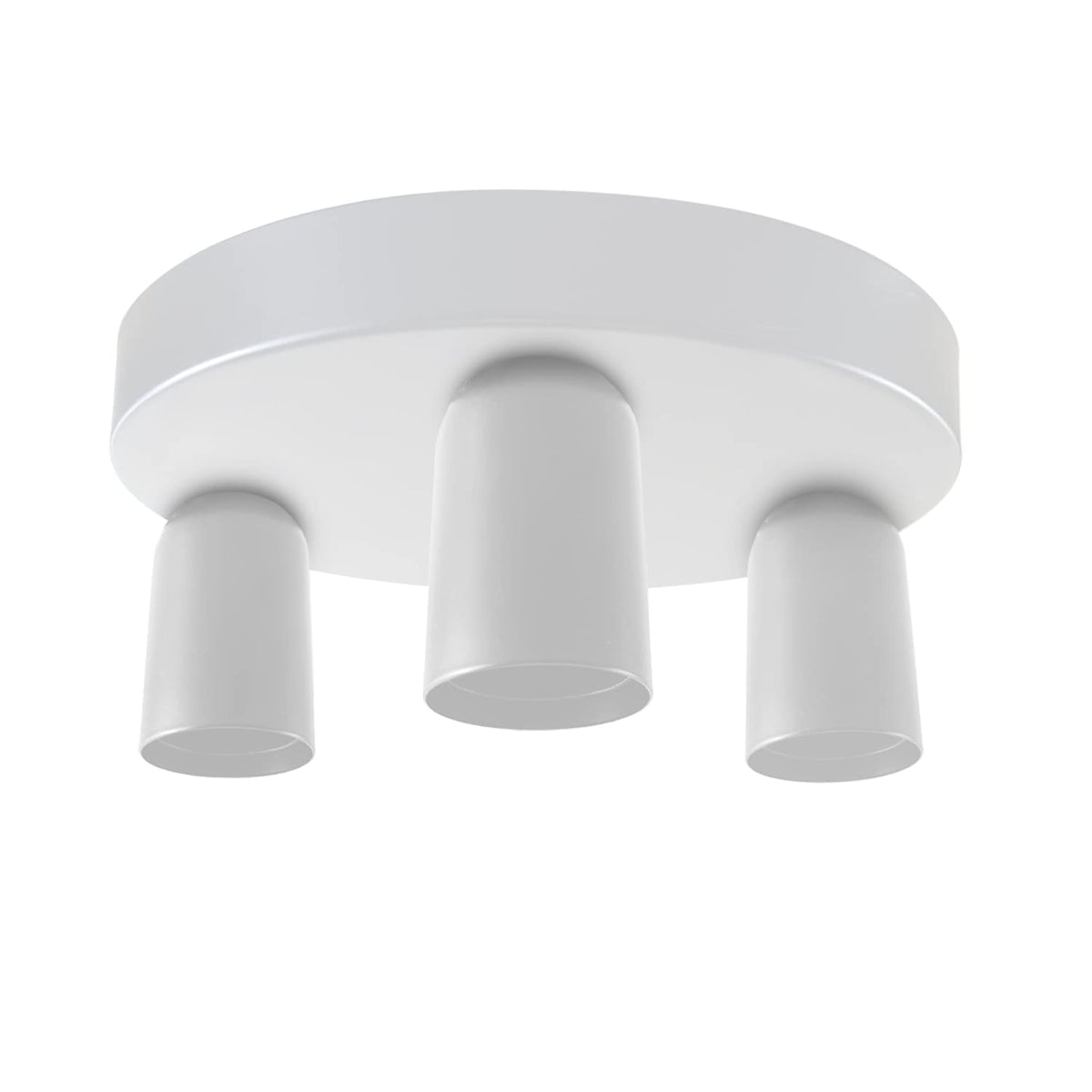 3-Light Semi-Flush Ceiling Light – E27 Holders, 9 Finishes - White, No Shade 200 mm Rose, Without Bulb