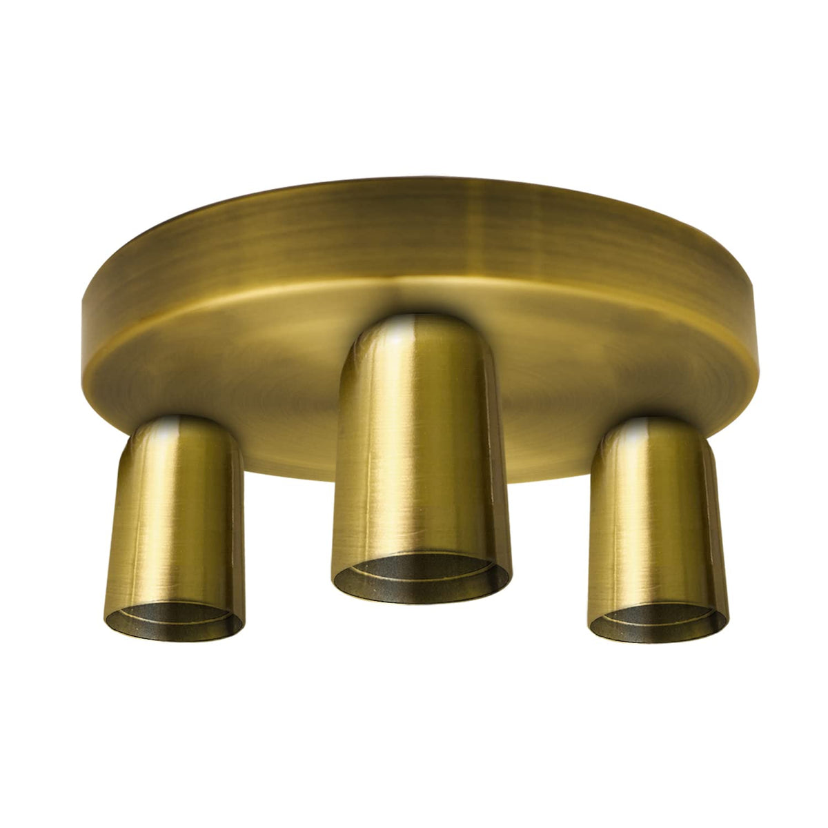 3-Light Semi-Flush Ceiling Light – E27 Holders, 9 Finishes - Yellow Brass, No Shade, Without Bulb