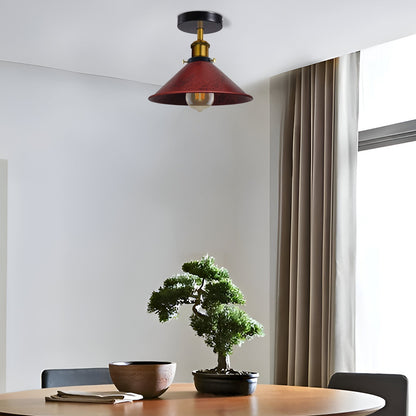 Semi Flush Ceiling Light – 22 cm Metal Cone Shade, Many Colours, E27 - photo 8