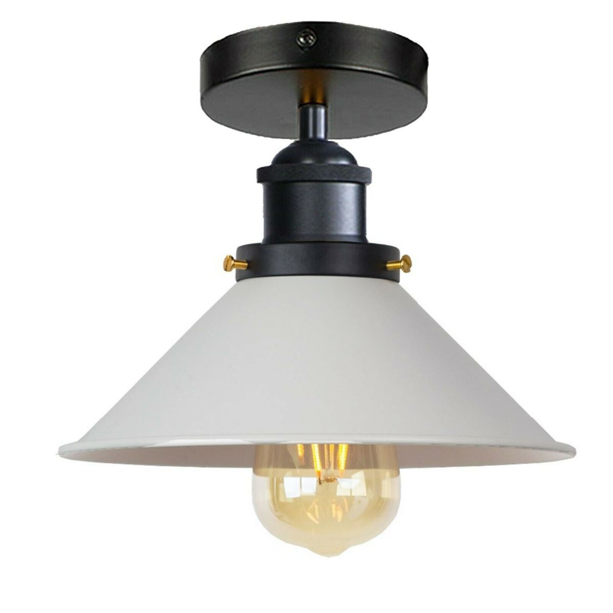 Semi Flush Ceiling Light – 22 cm Metal Cone Shade, Many Colours, E27 - photo 20